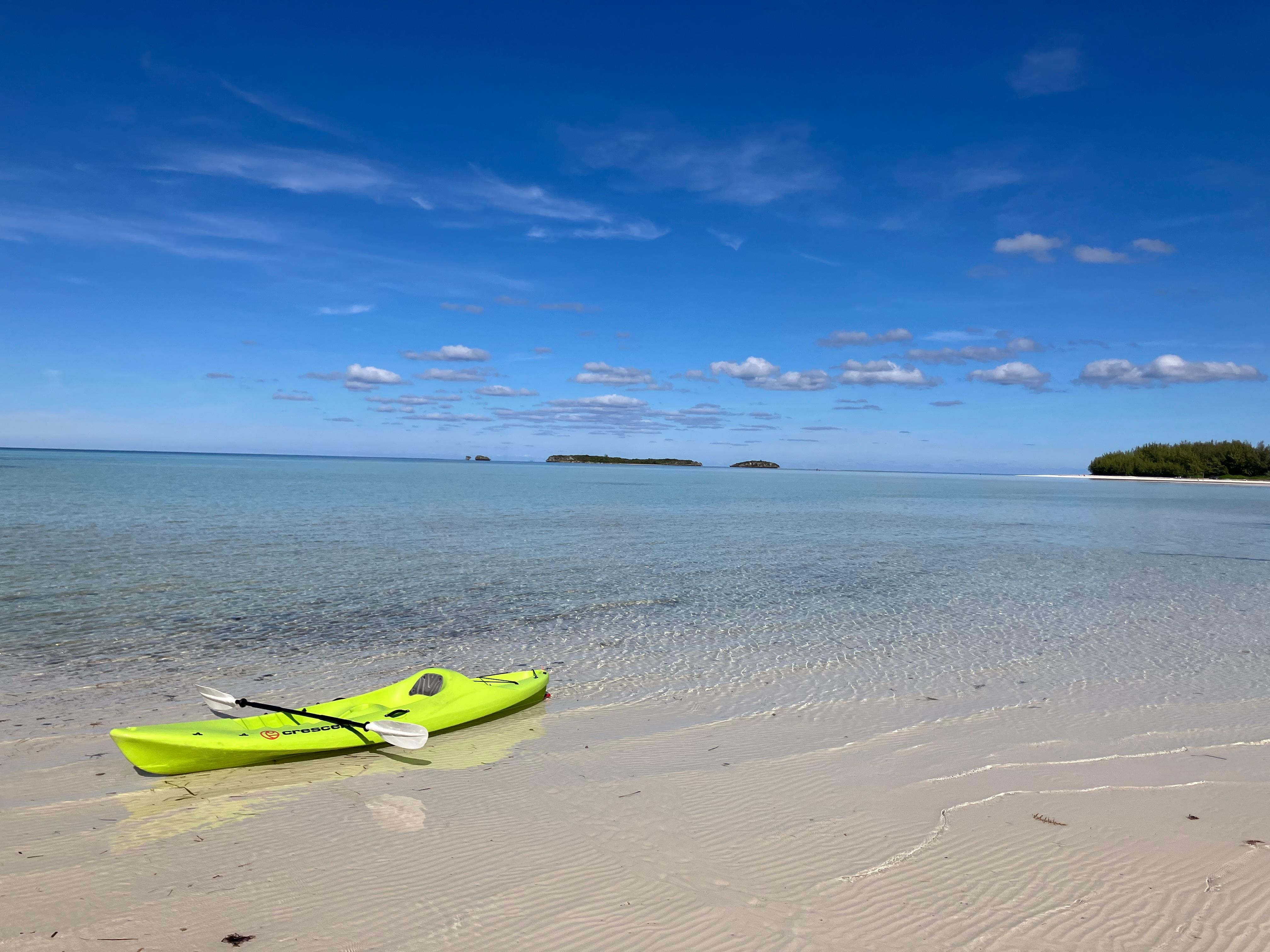 You can kayak for hours along the shoreline and between the two islands.