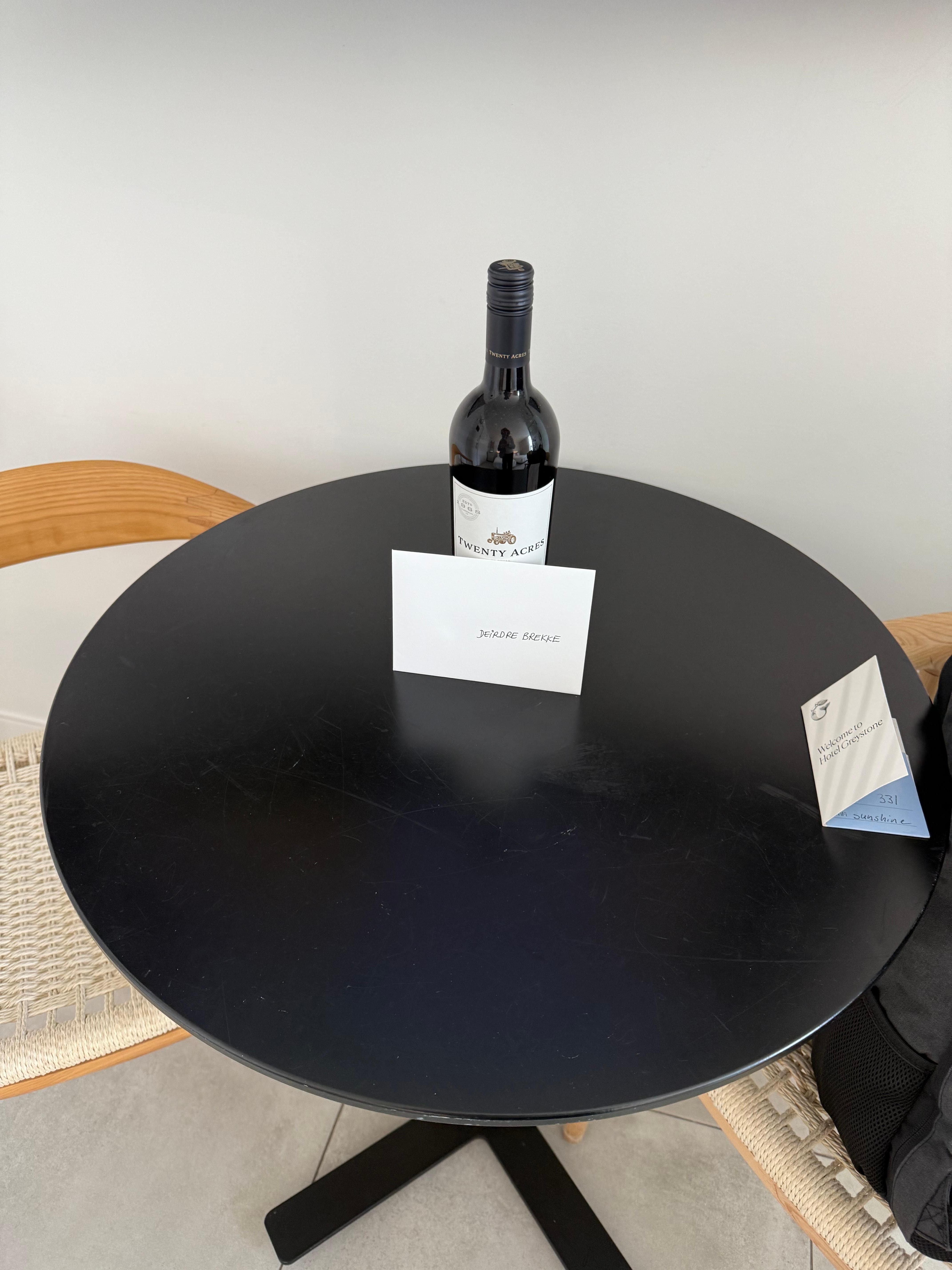 Complementary bottle of wine