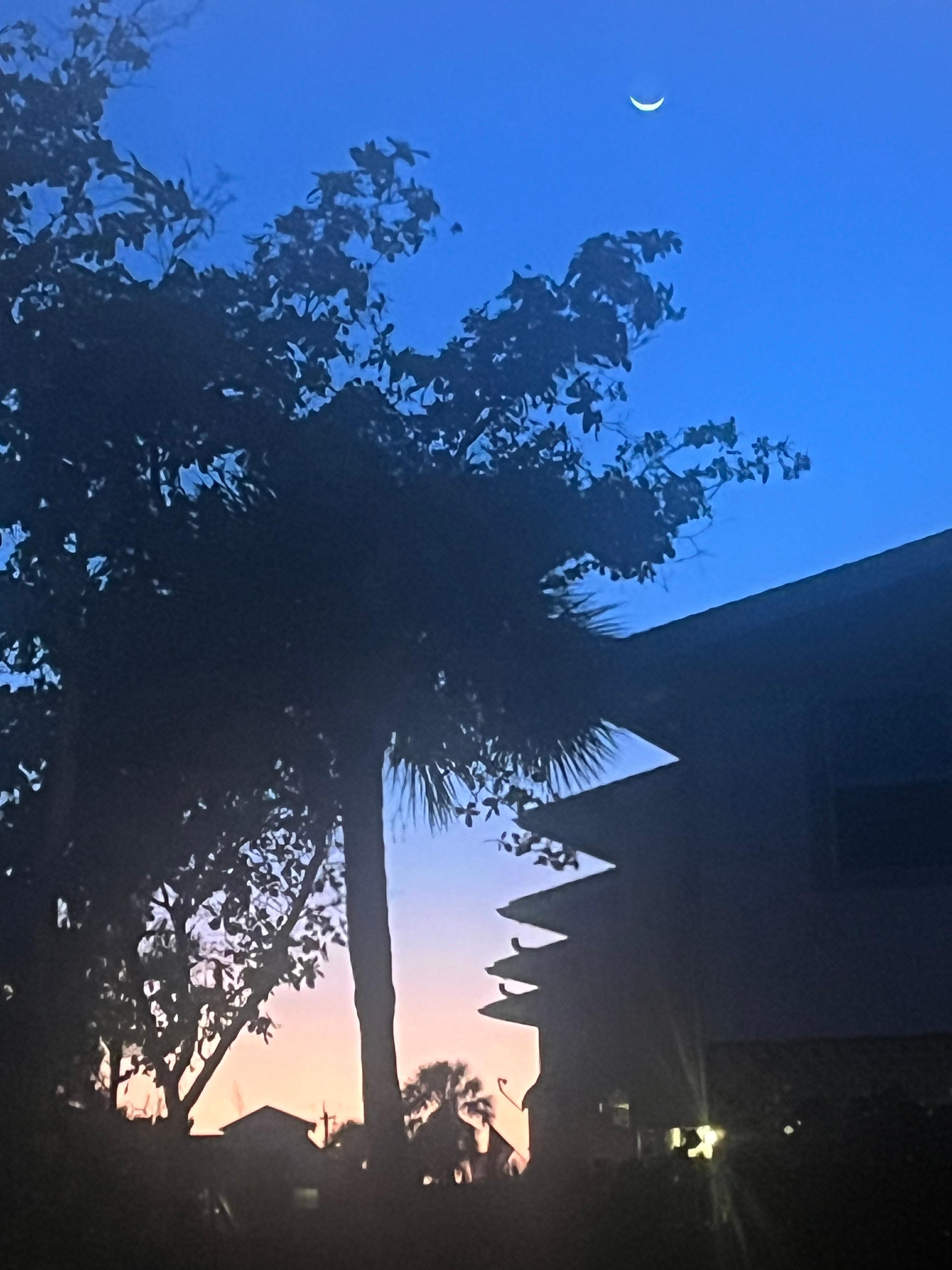 Sunset from condo - the moon is even smiling! 