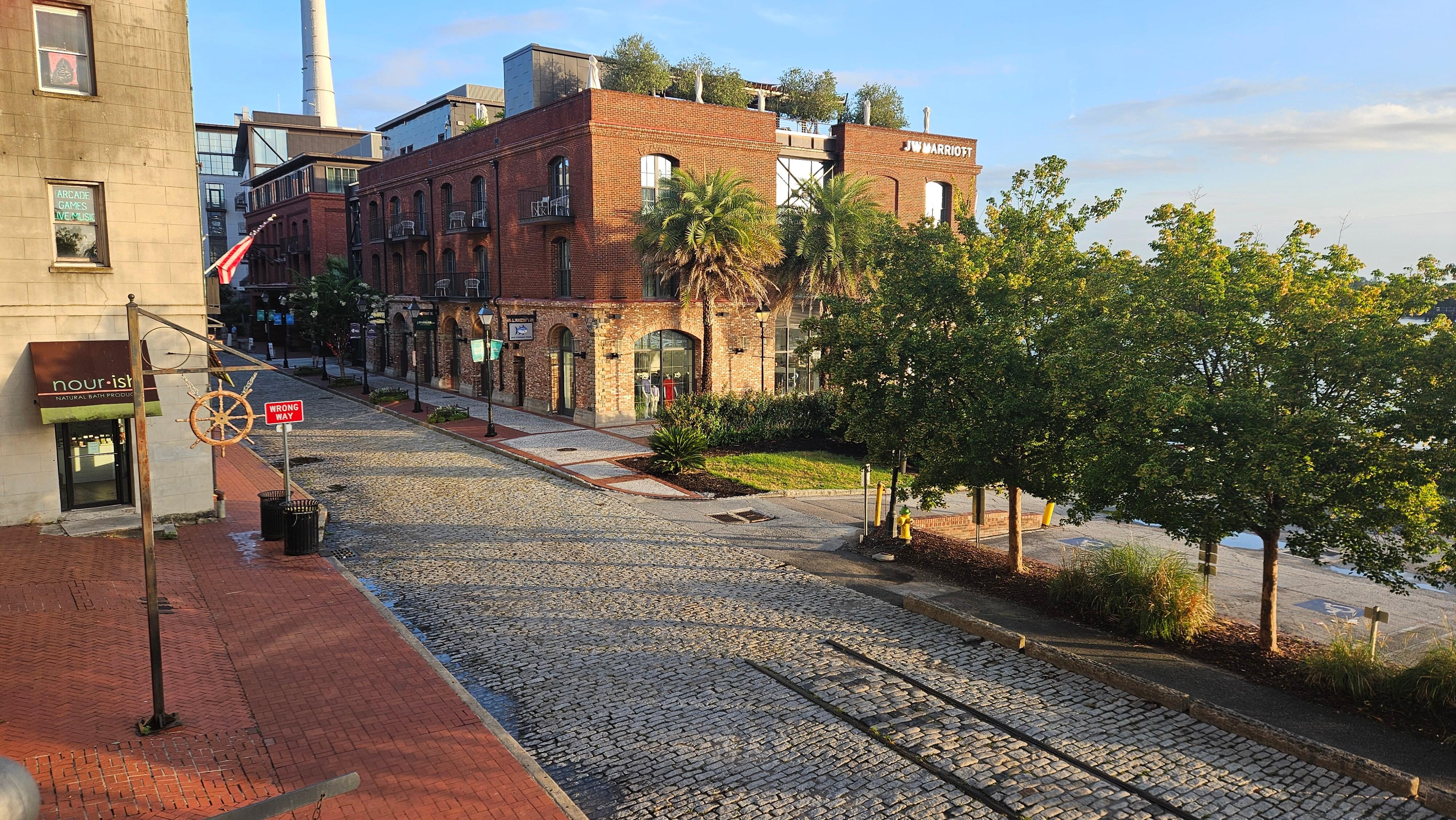 view to the left down River Street