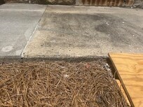 This is the curb to get to the wheelchair lift, the 2x4 and plywood was put down by property manager after our arrival.