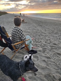 Mom feeling the sunrise on her face.