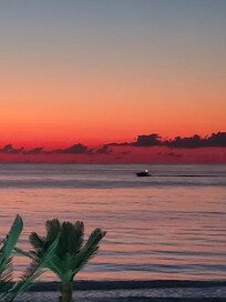 The view from my room and the view on my early morning  walk on the beach.