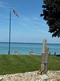 You can see Great Lakes ships coming and going from Port Huron from the back yard.