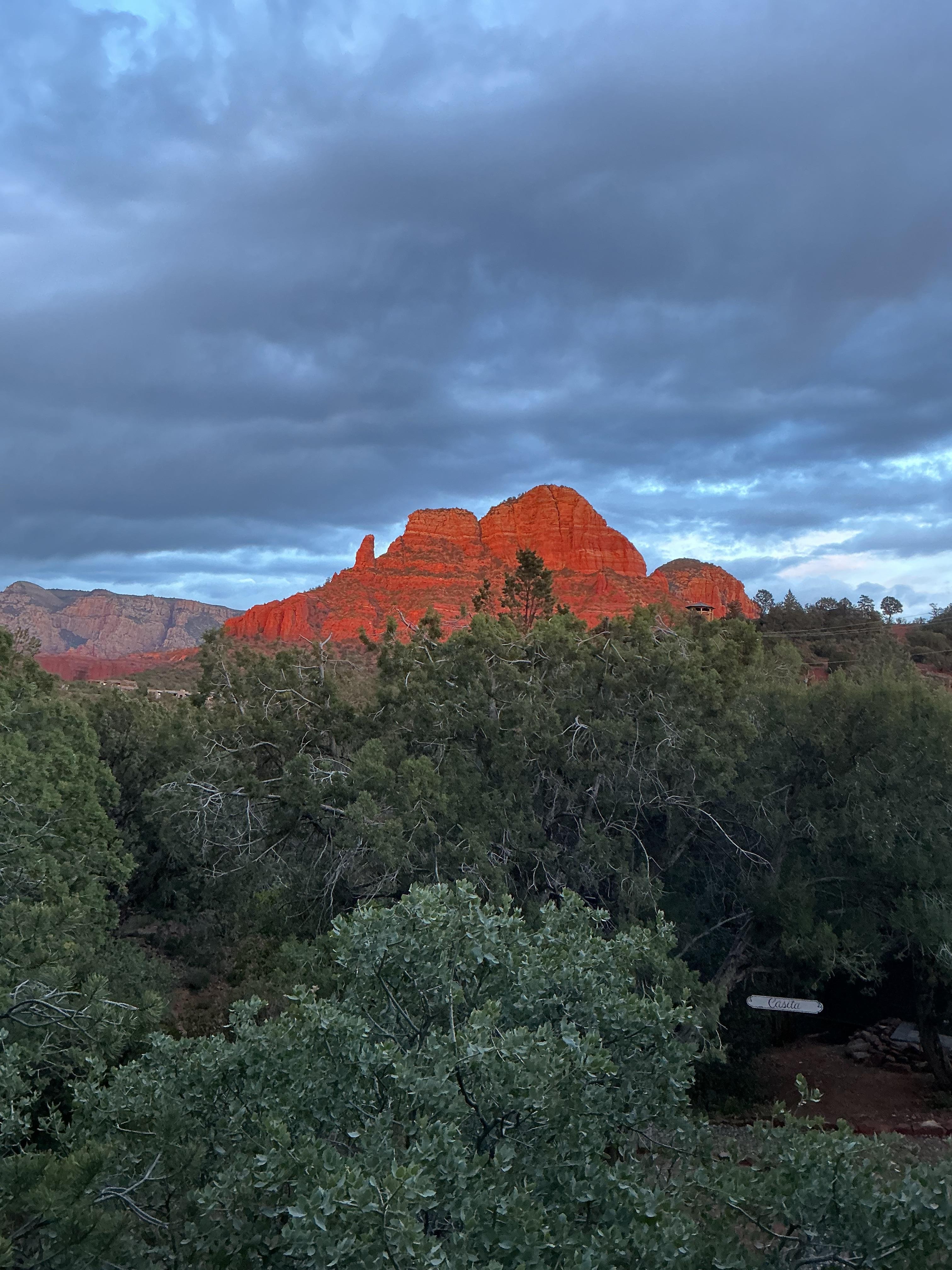 Sunset view on the front patio. 