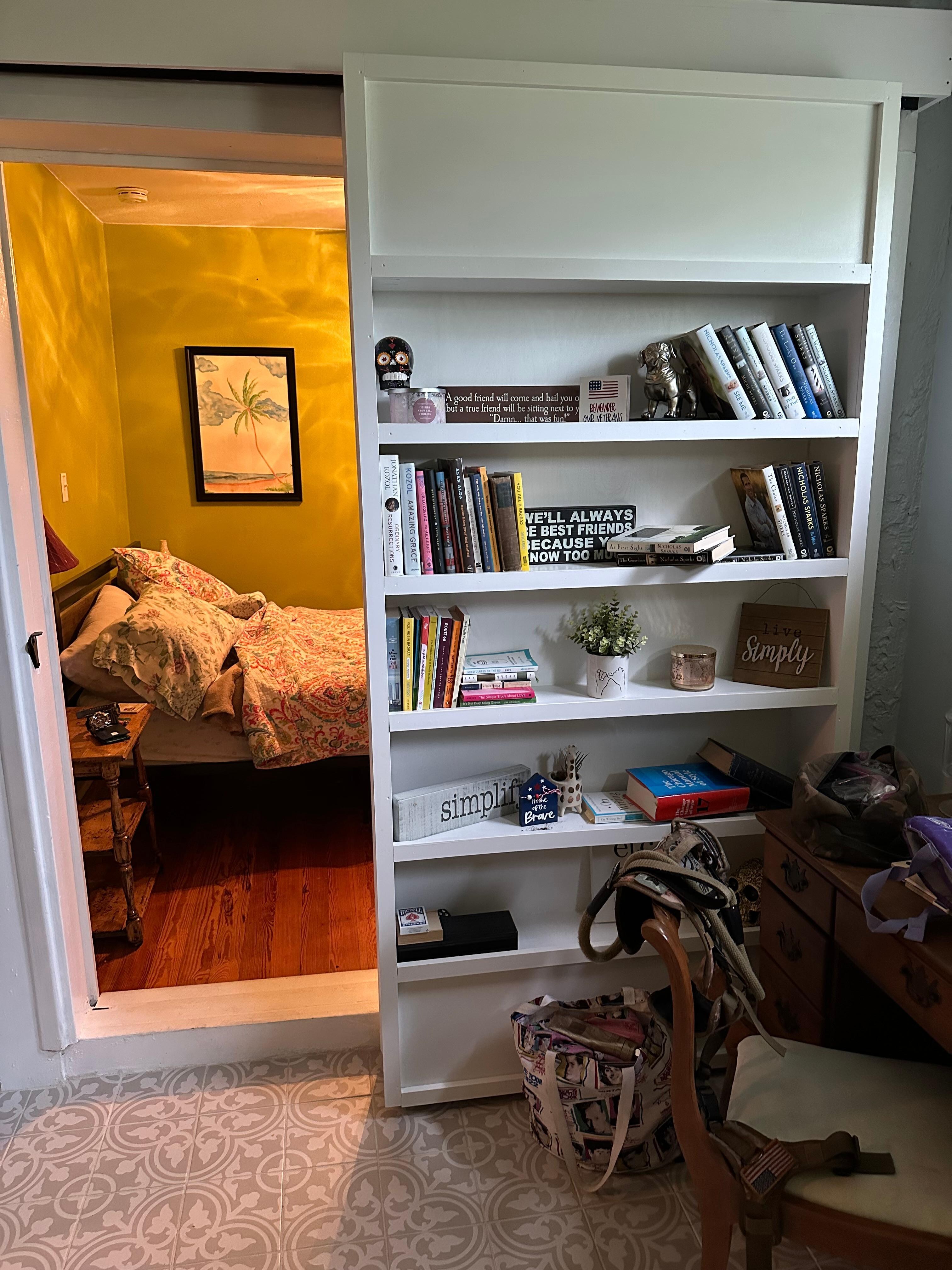 Hidden bookshelf bedroom!