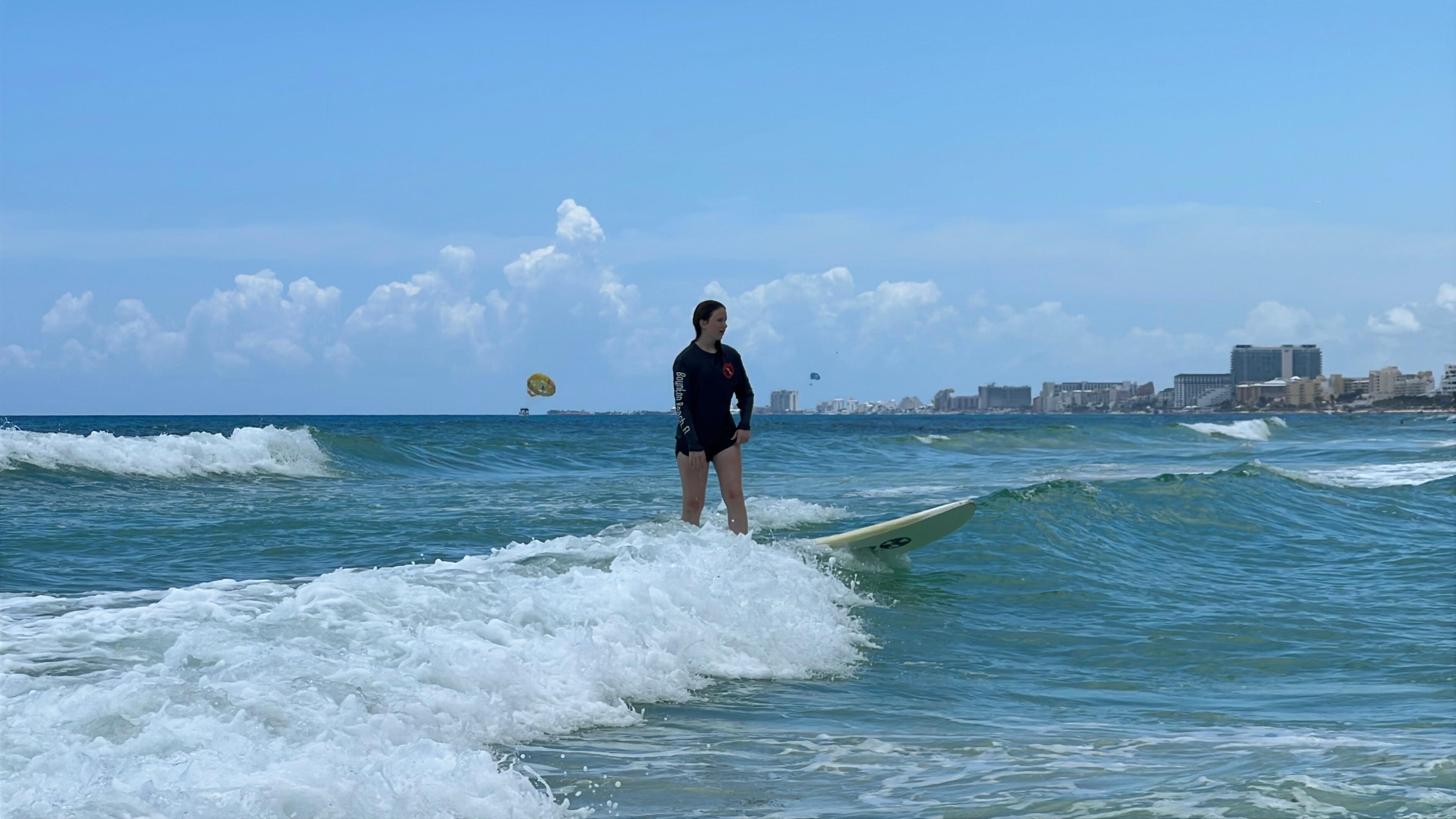 Surfing right outside the condo.  