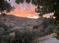 Le coucher de soleil depuis la vue de la terasse.