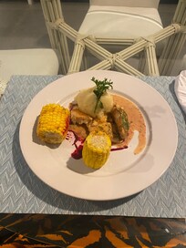 Maui Maui Dinner dish. The sauce was amazing, but it fish need a touch of curtis favour. Overall 7/10