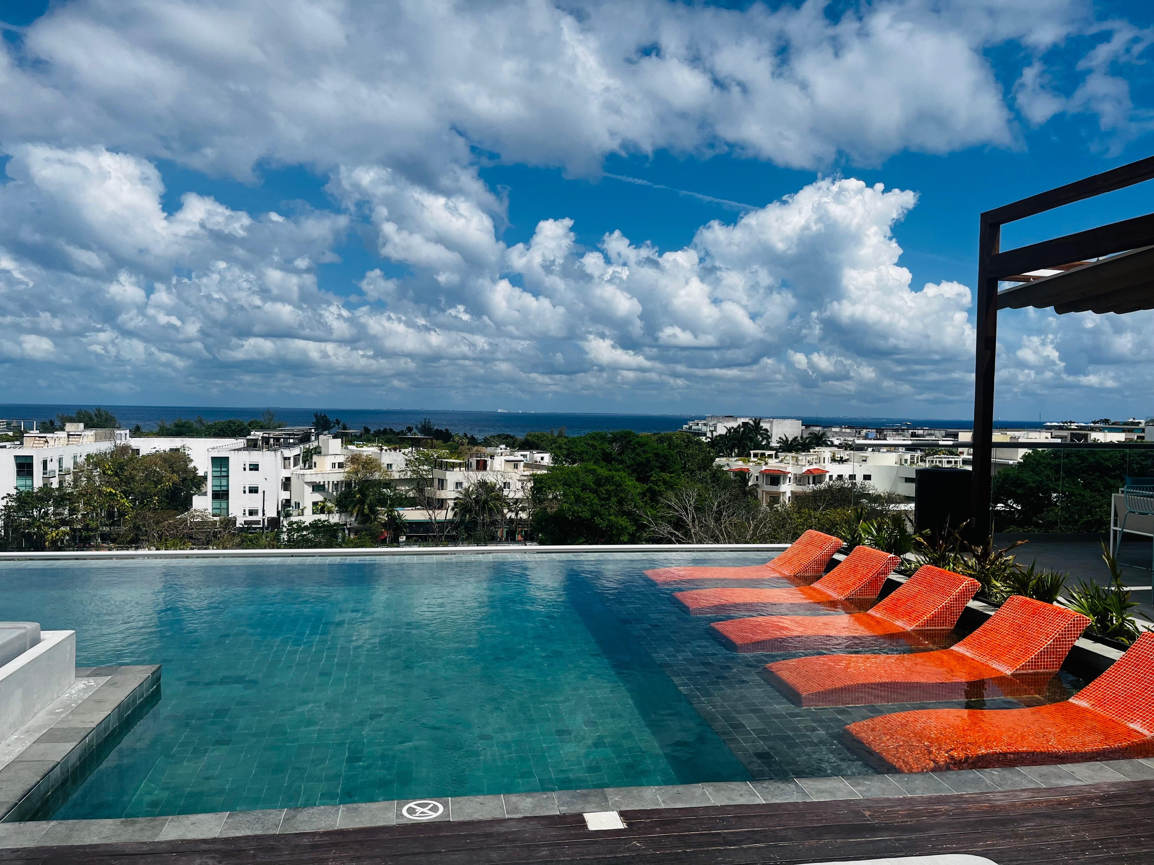 Big pool with ocean view