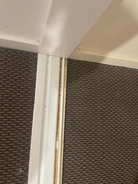 some sort of sticky spillage on bedroom door tracks