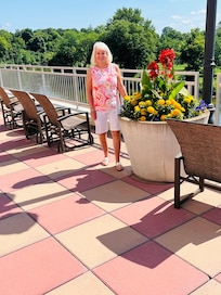 Beautiful patio and bird that comes to visit