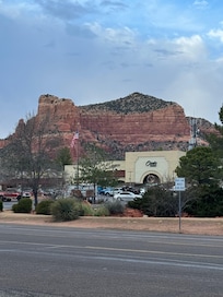 View from the parking lot, good selection of groceries at Clark’s