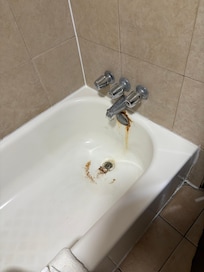 Bath tub dirty and faucet cover rusted off