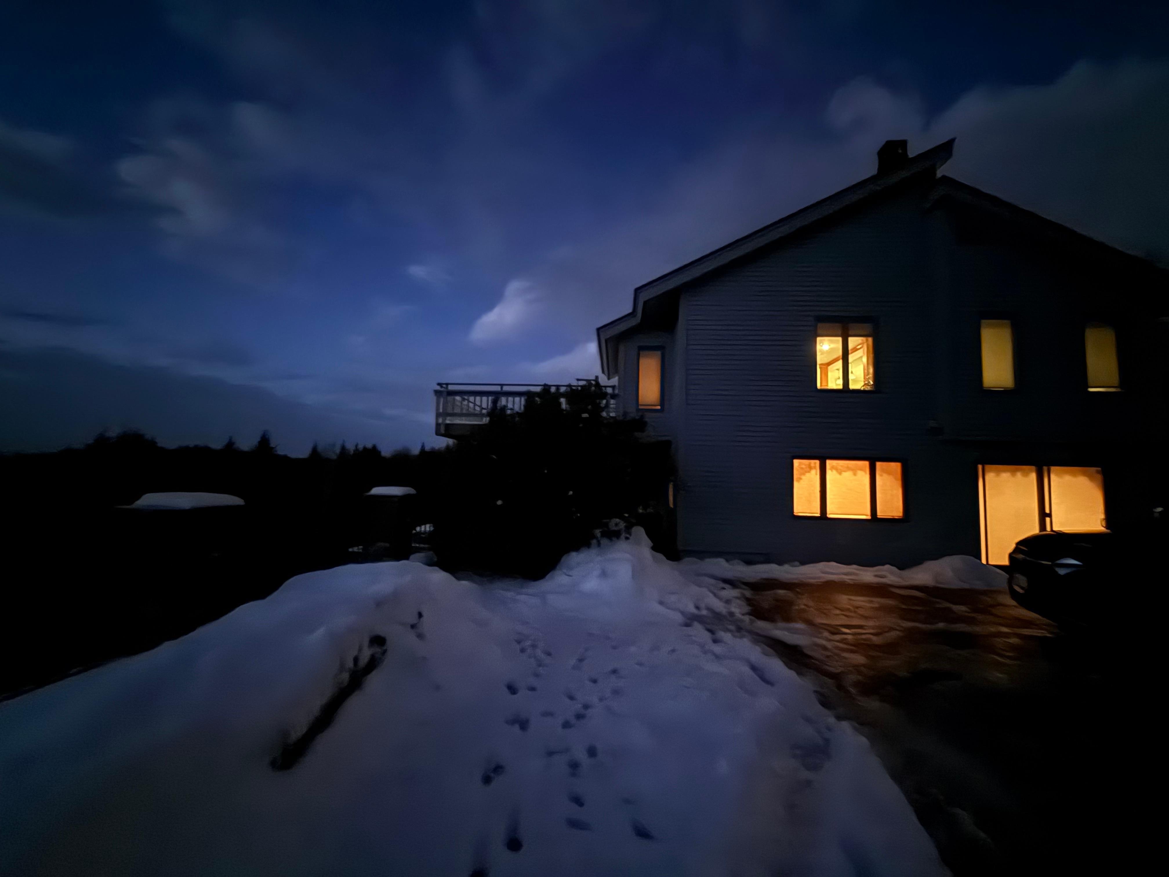 Twilight view of house 