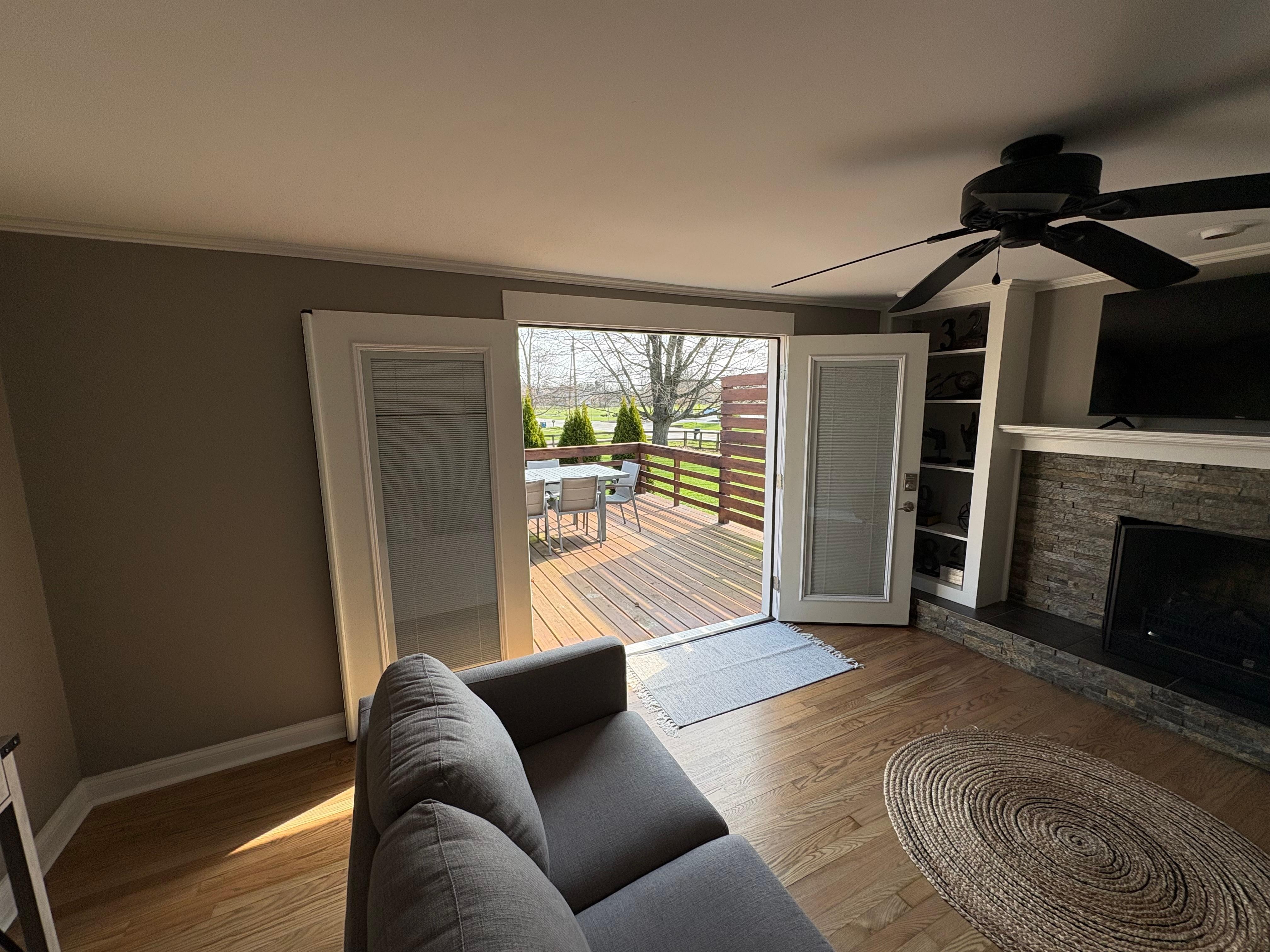 Doors open to back yard