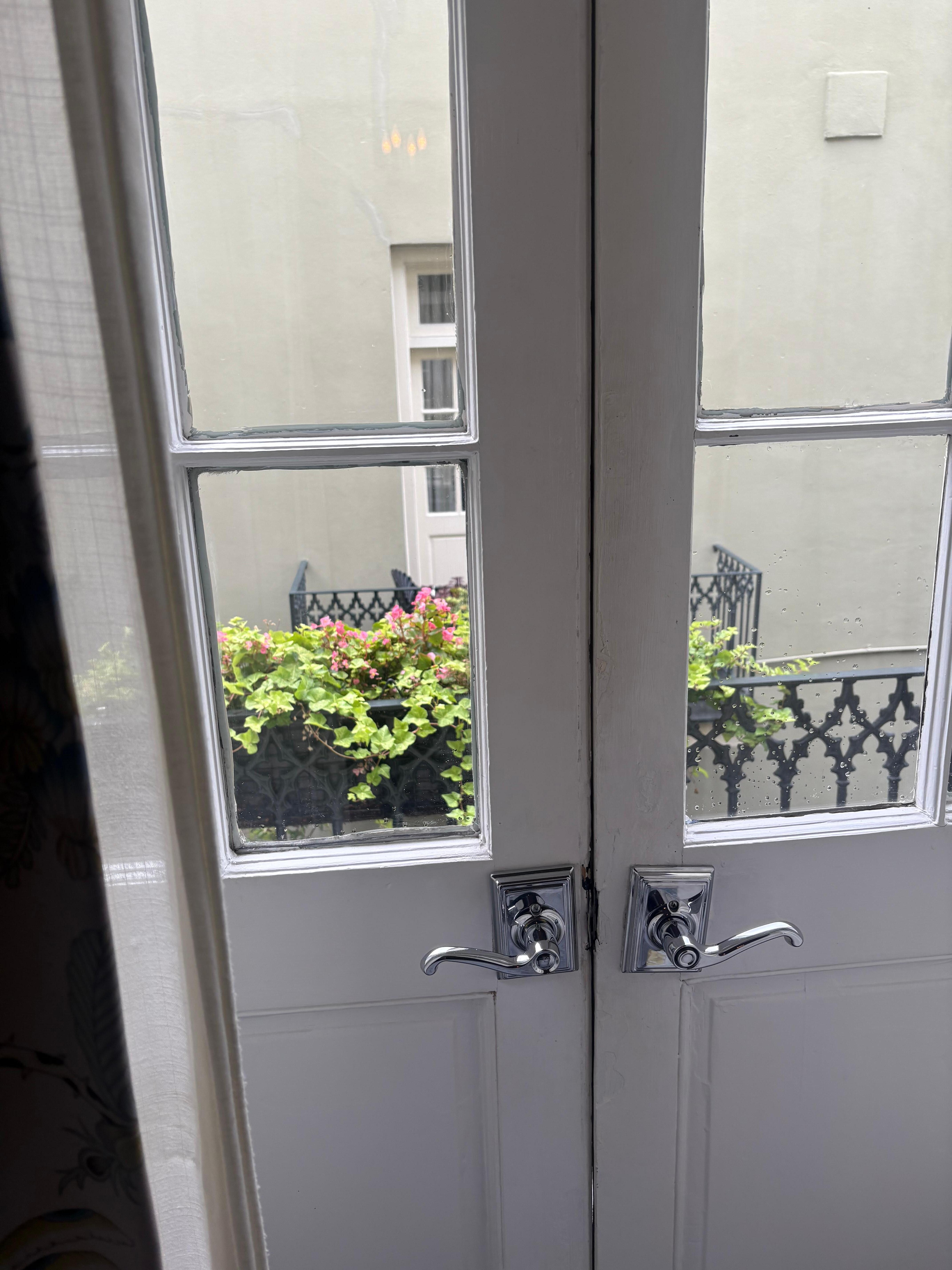 French doors to an alley