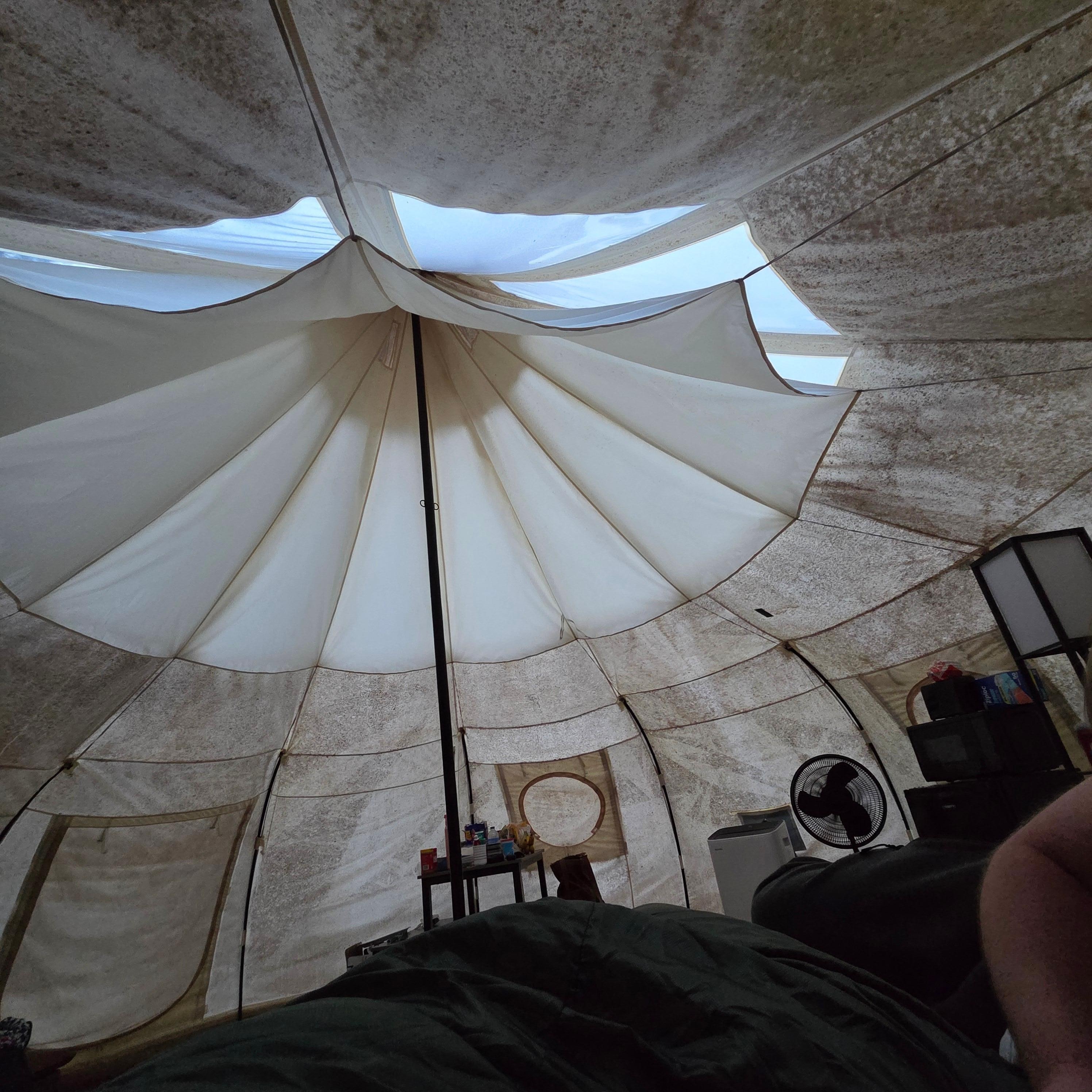 Mildew on tent.