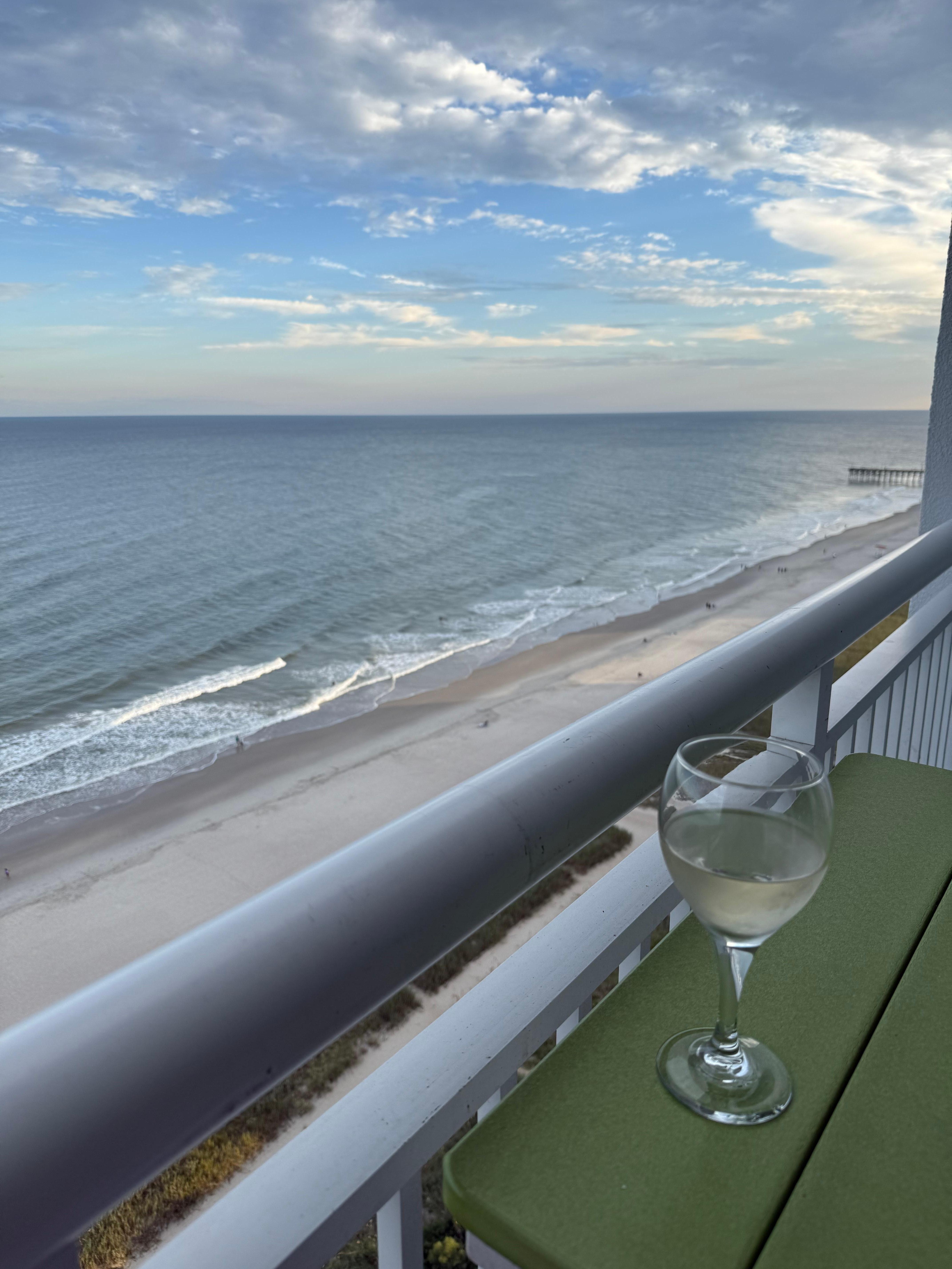 Evening glass of wine on the balcony