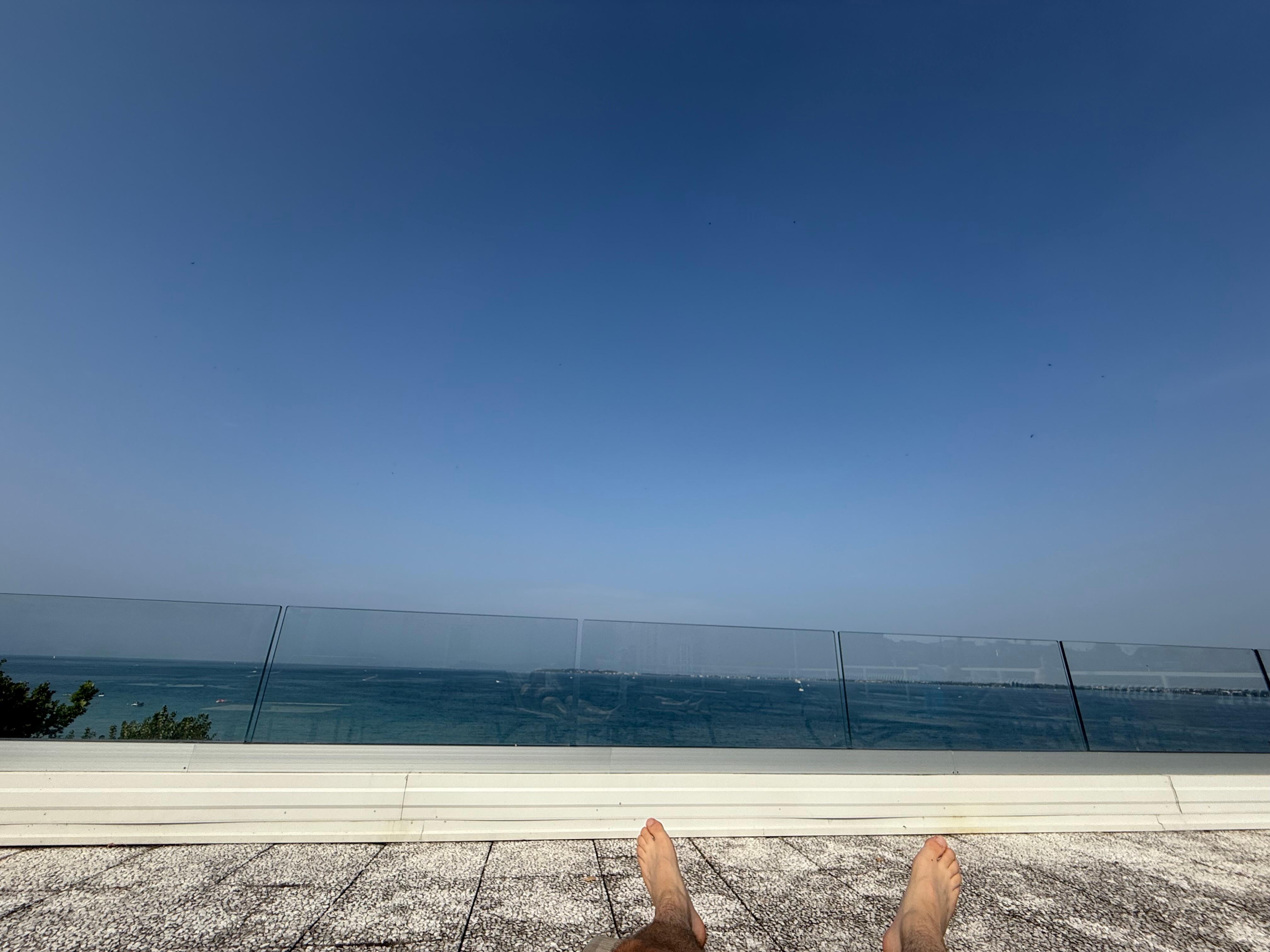 Roof terrace view from a sun lounger.