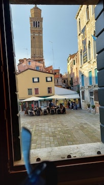 View of Campo San Maurizio from the dining room window.
