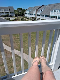 Soaking up the sunshine on the balcony