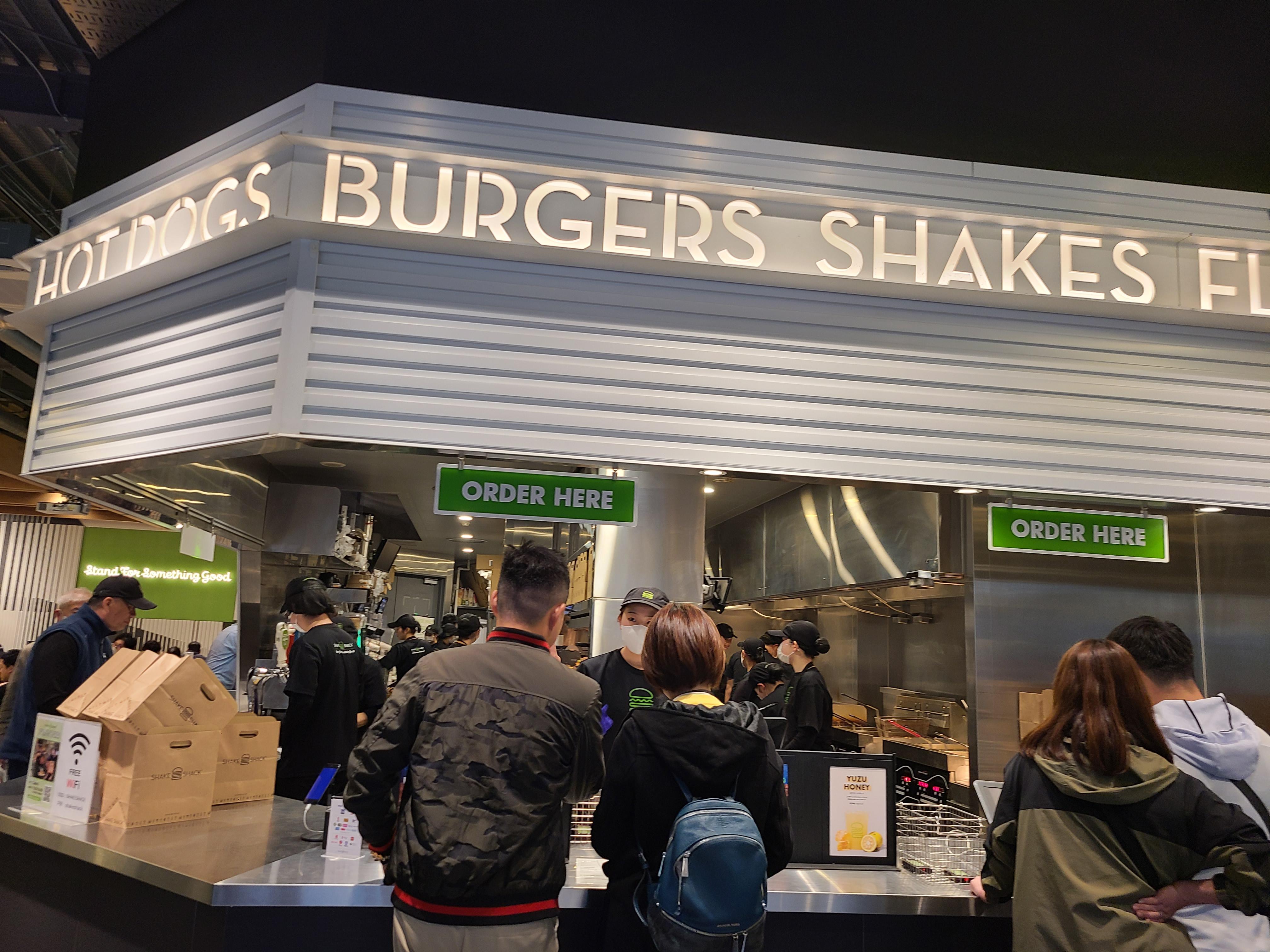 Enjoying a Shack Shake burger at Gotemba Premium Outlet Mall