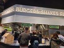 Enjoying a Shack Shake burger at Gotemba Premium Outlet Mall