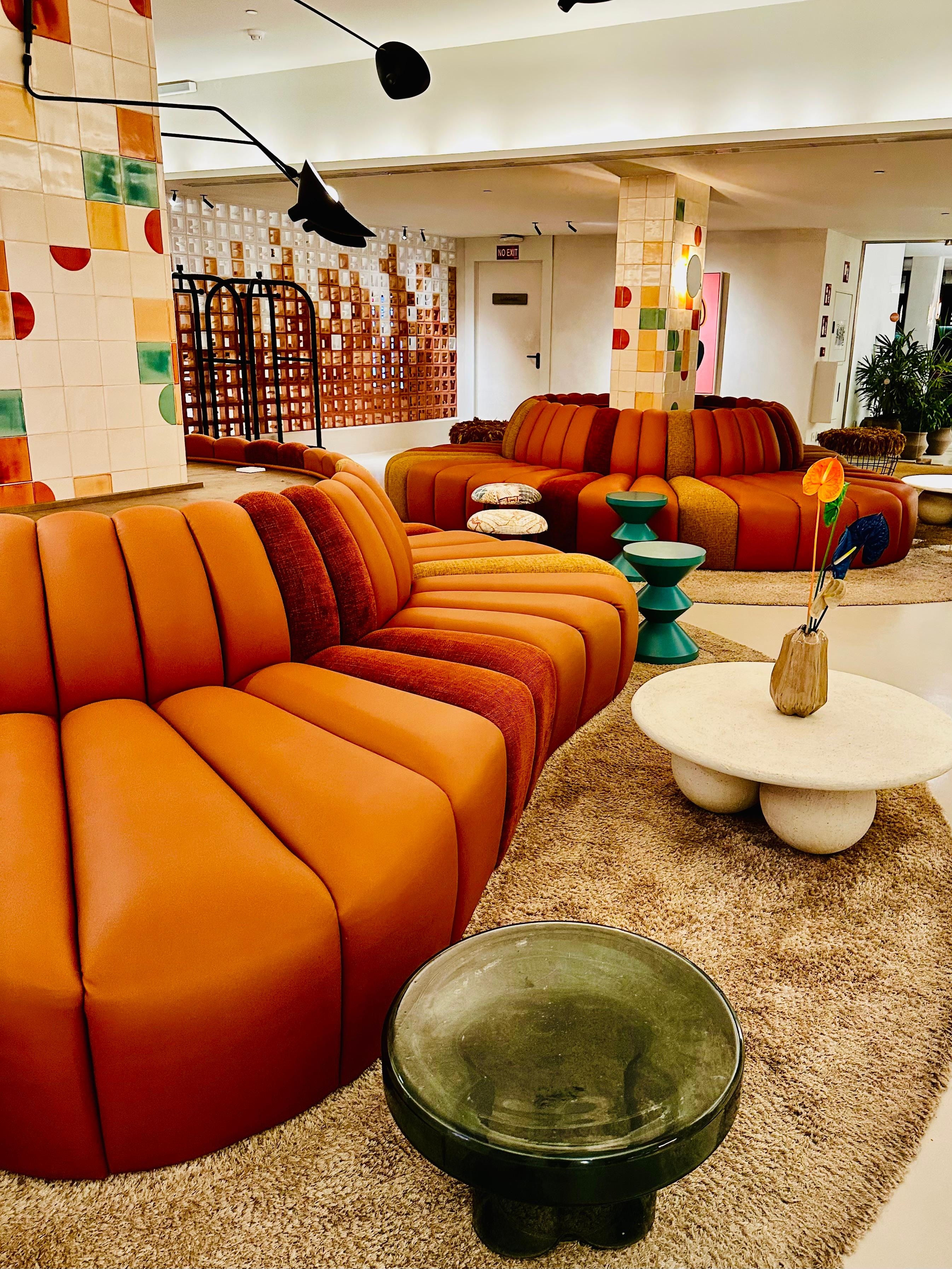 The lobby was colorful and vibrant most of the time.