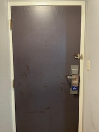 Door disgusting. Prison quality