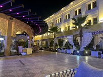 Hotel garden, drinks are served and soccer can be watched in the evening