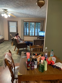 Kitchen, dining, beds - all one big room