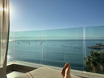 Relaxing on back porch watching sunrise)