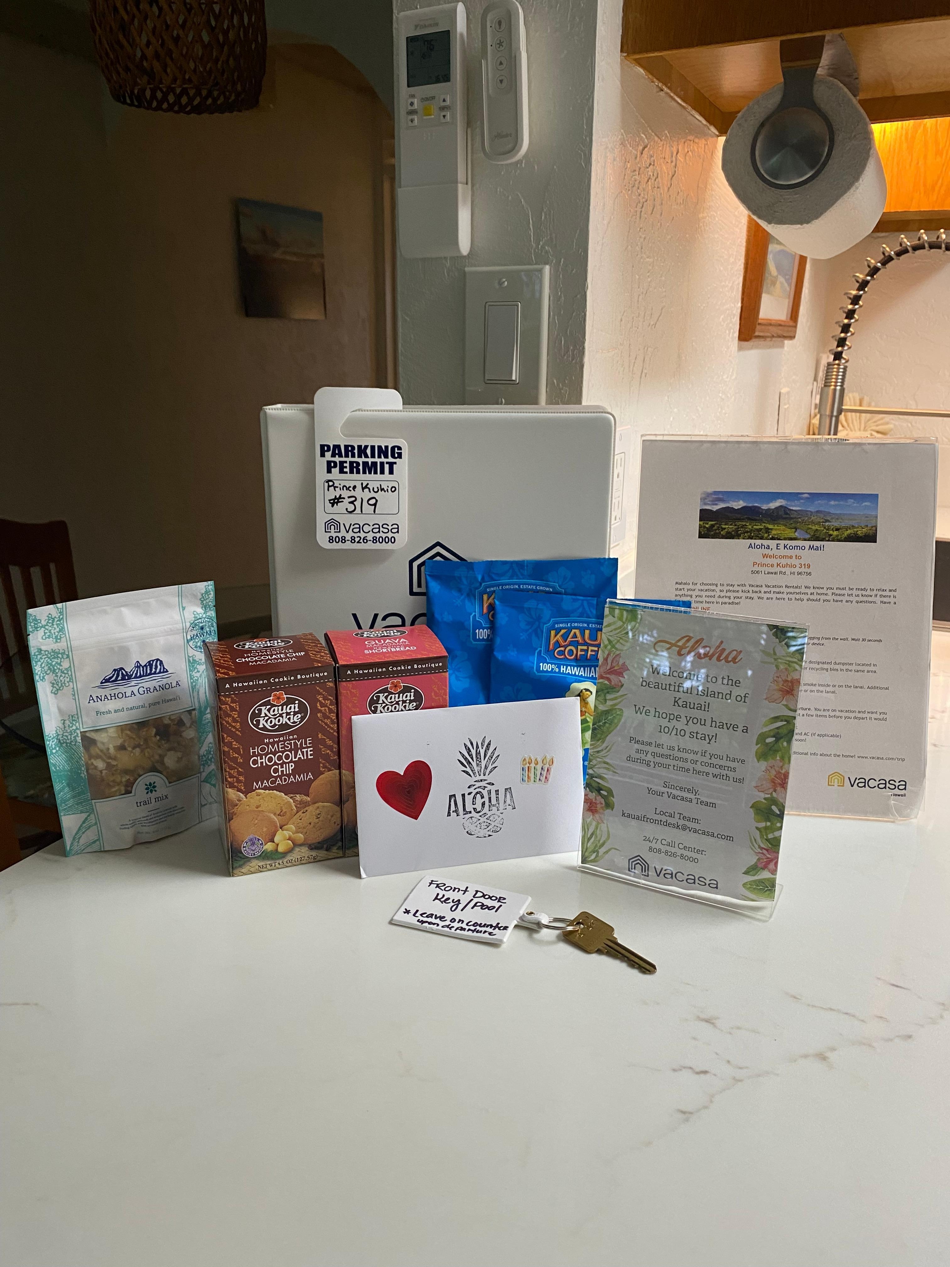 Lovely welcome gifts and card