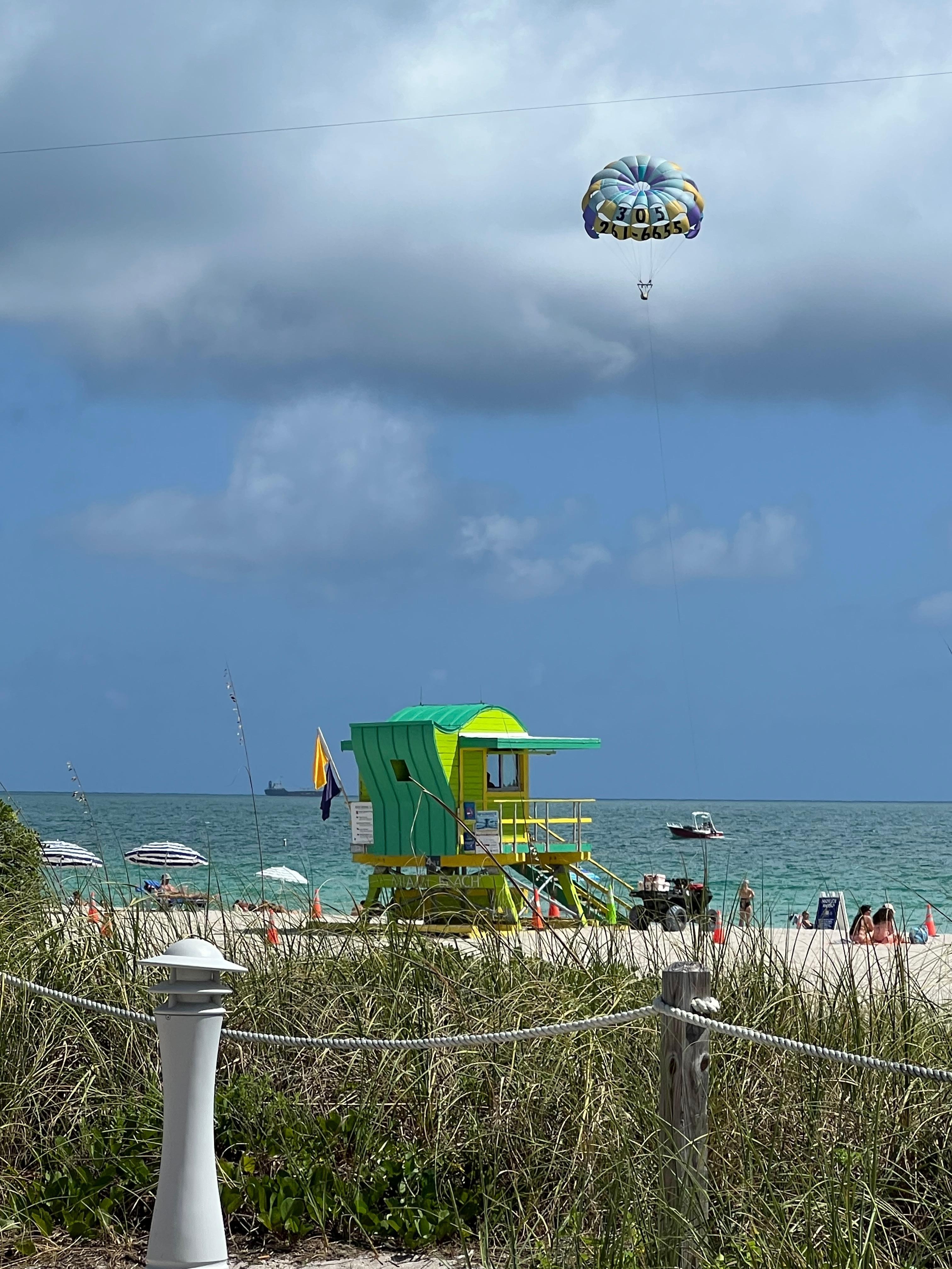 Walk out the building door to direct beach access. 