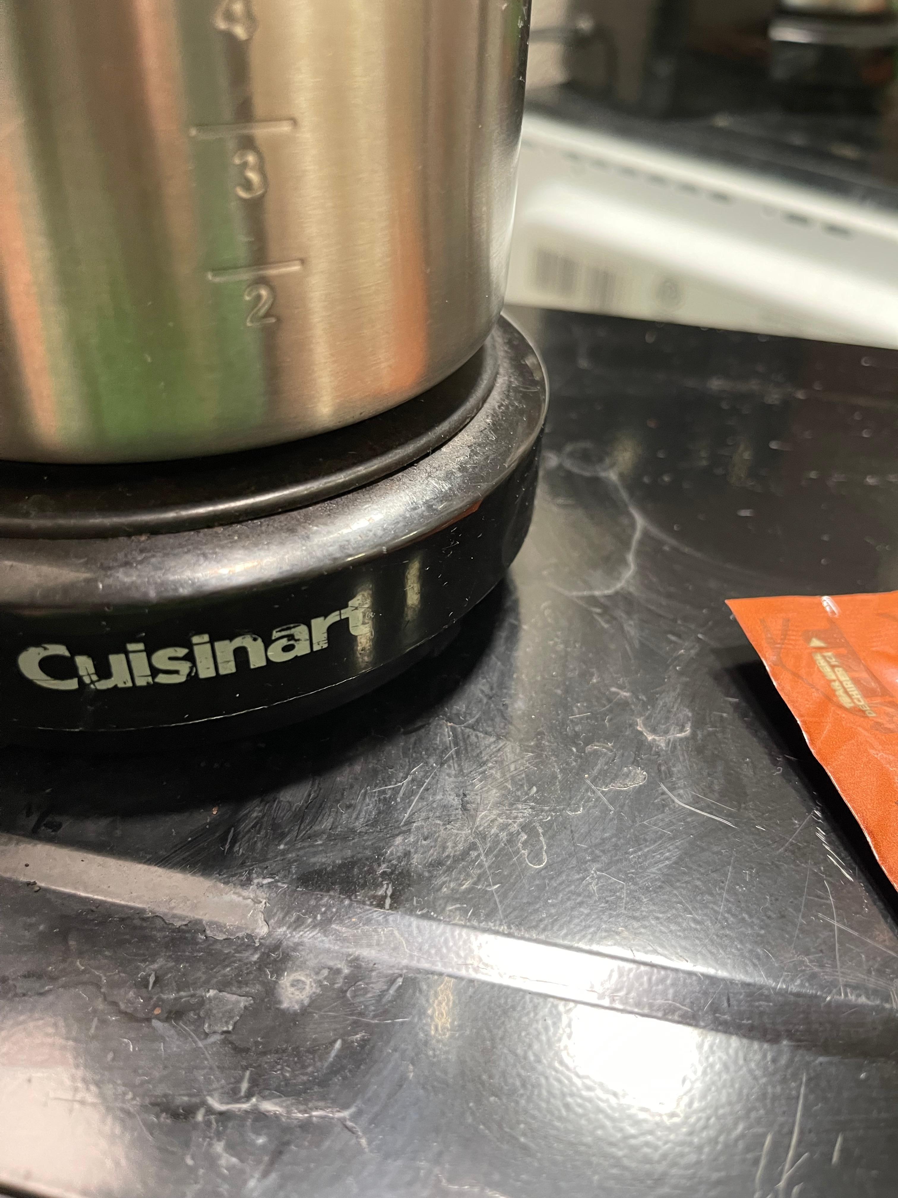 Top of microwave and coffee pot