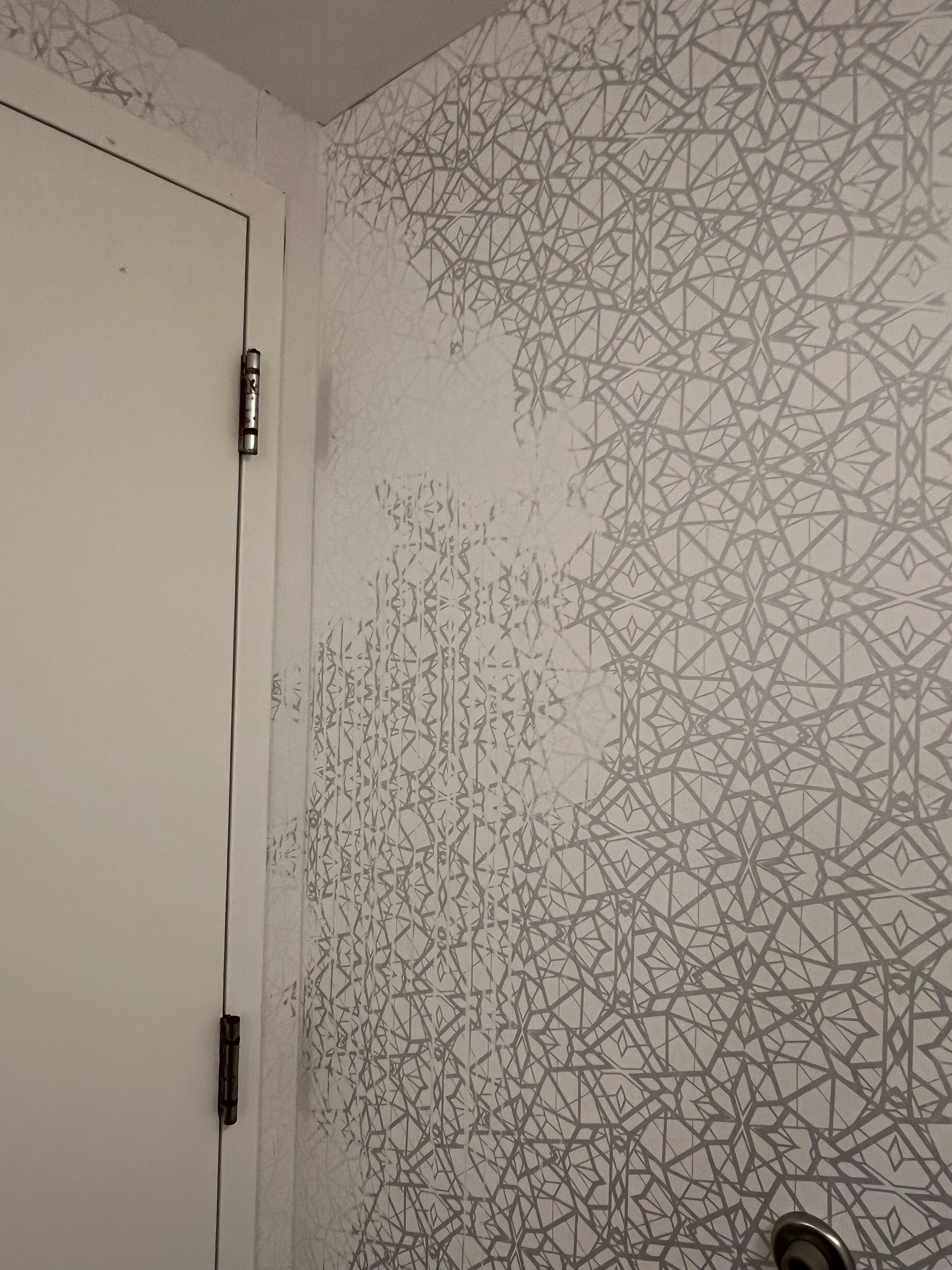 Wall has been cleaned probably from mildew?