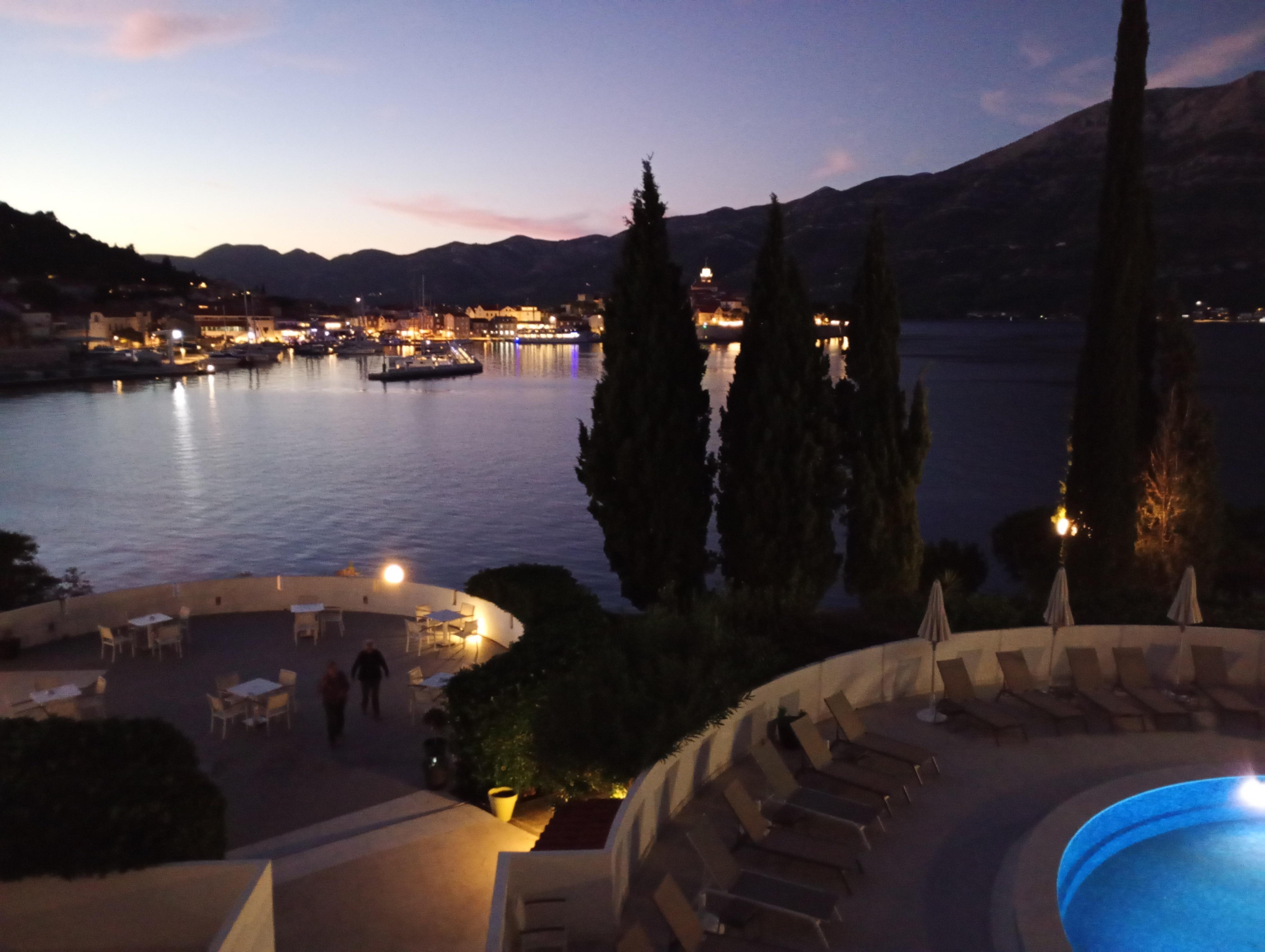 Sunset view of Old Korcula from room
