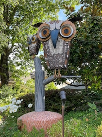 Discover creative junk art sculptures by Patrick Amiot on Florence Ave just a short walk away