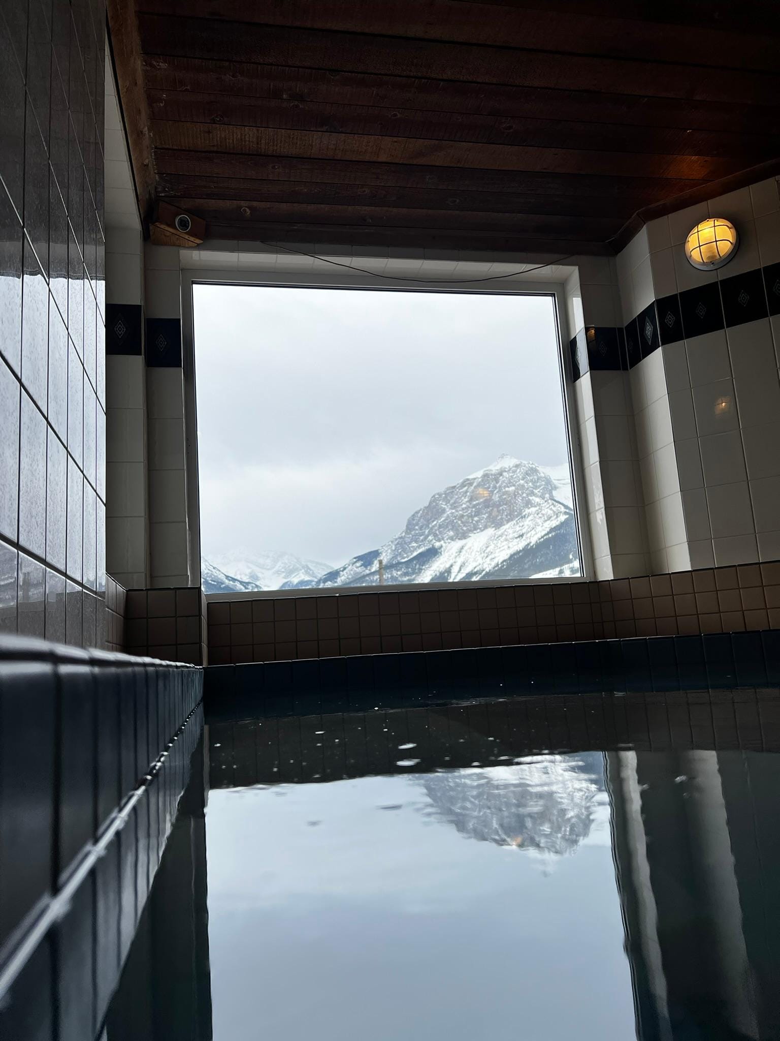 View out the window from the hot tub.