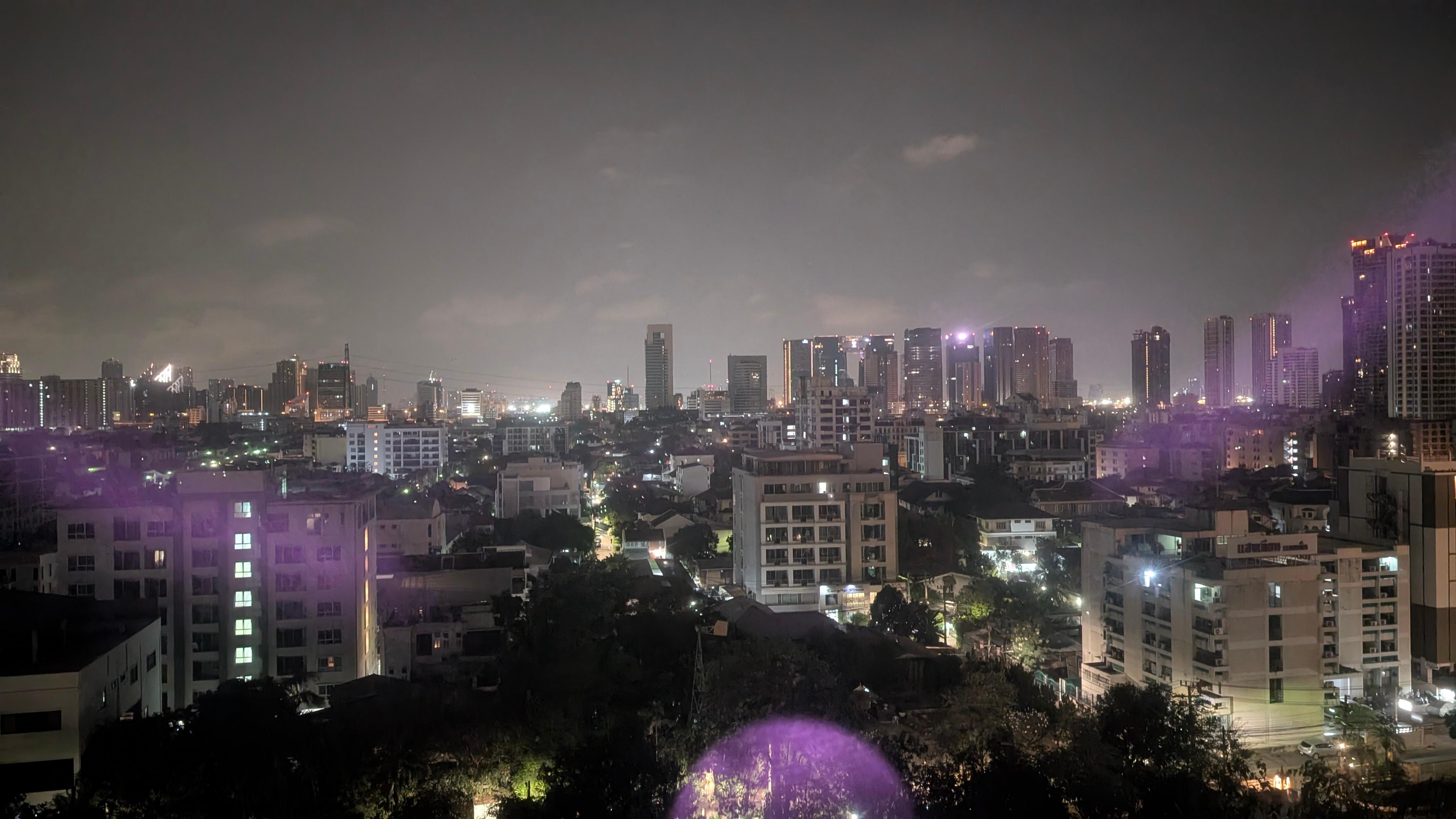Nighttime view, westwards