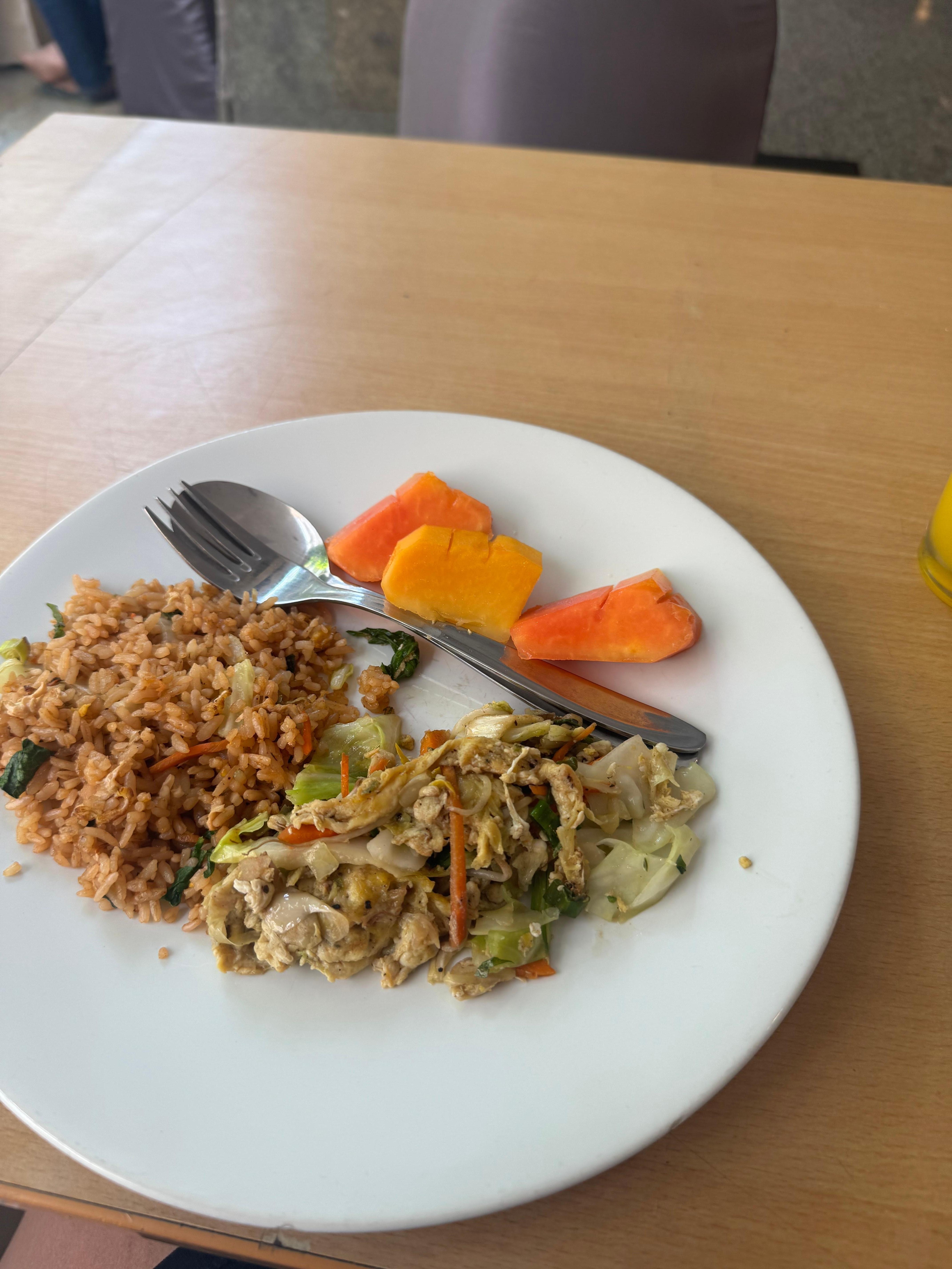 Food from breakfast buffet