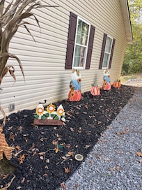Front entrance decorated for fall - home was so comfortable.