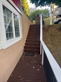 Stairway need to use to reach unit.