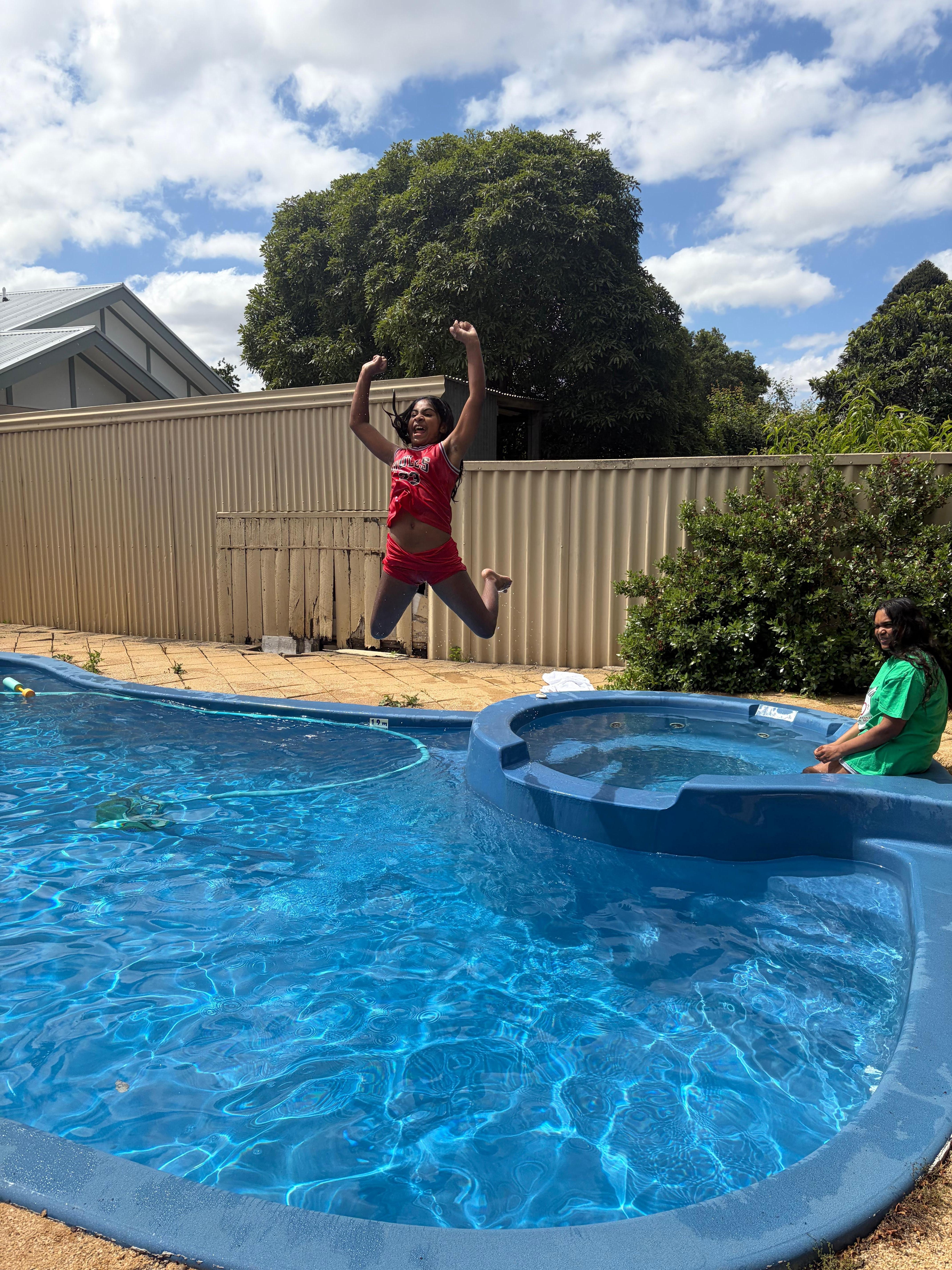 Pool antics of a 9yo!