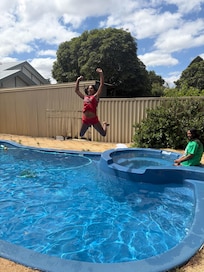 Pool antics of a 9yo!