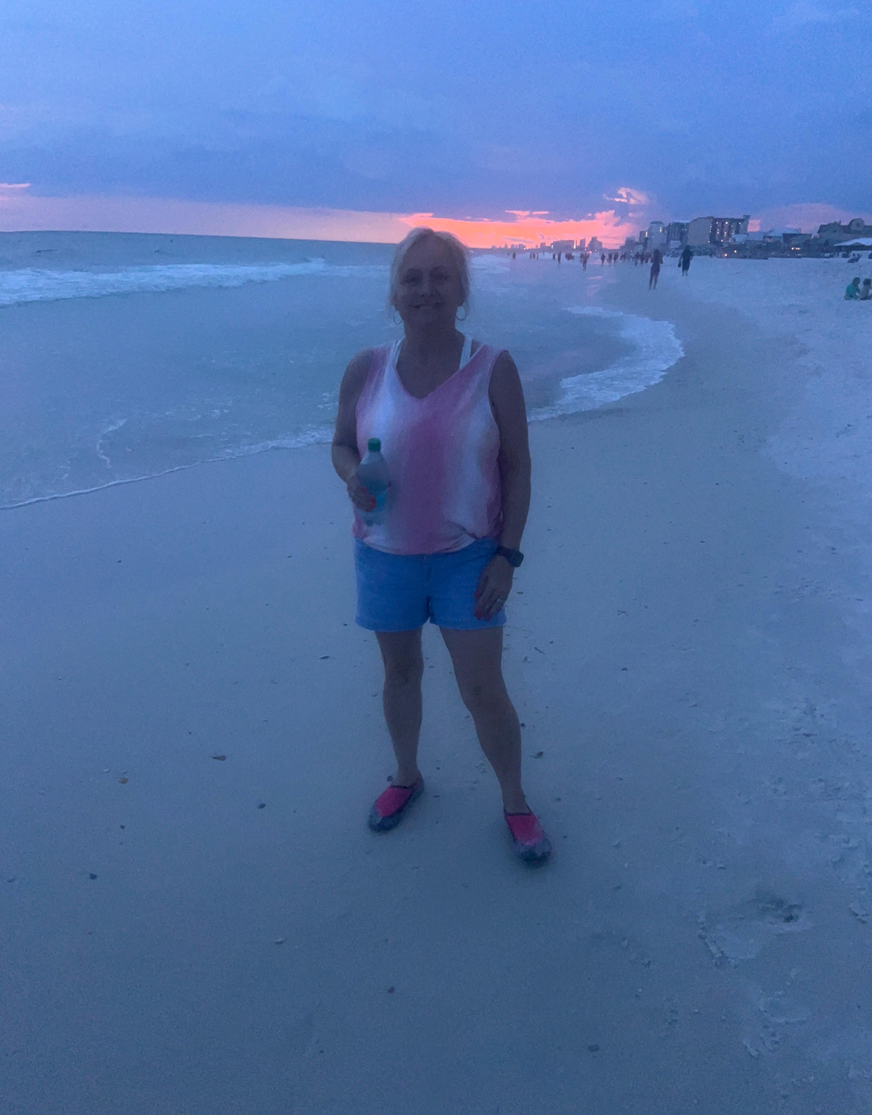 Evening walk on the beach with my husband