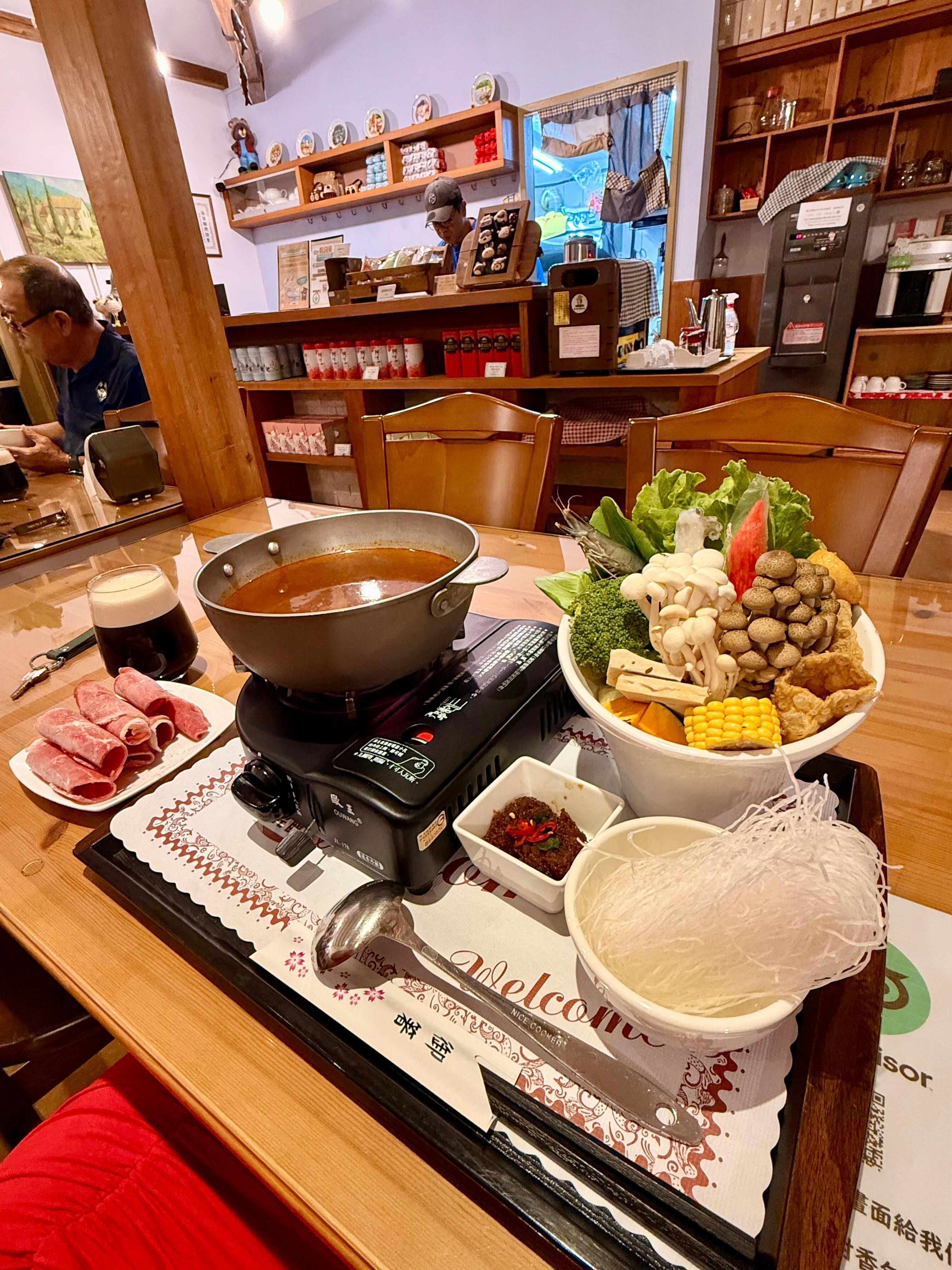 The hotpot dinner is almost enough for two, but it was so delicious that I ate every bite! And the cook was so kind and helpful. 