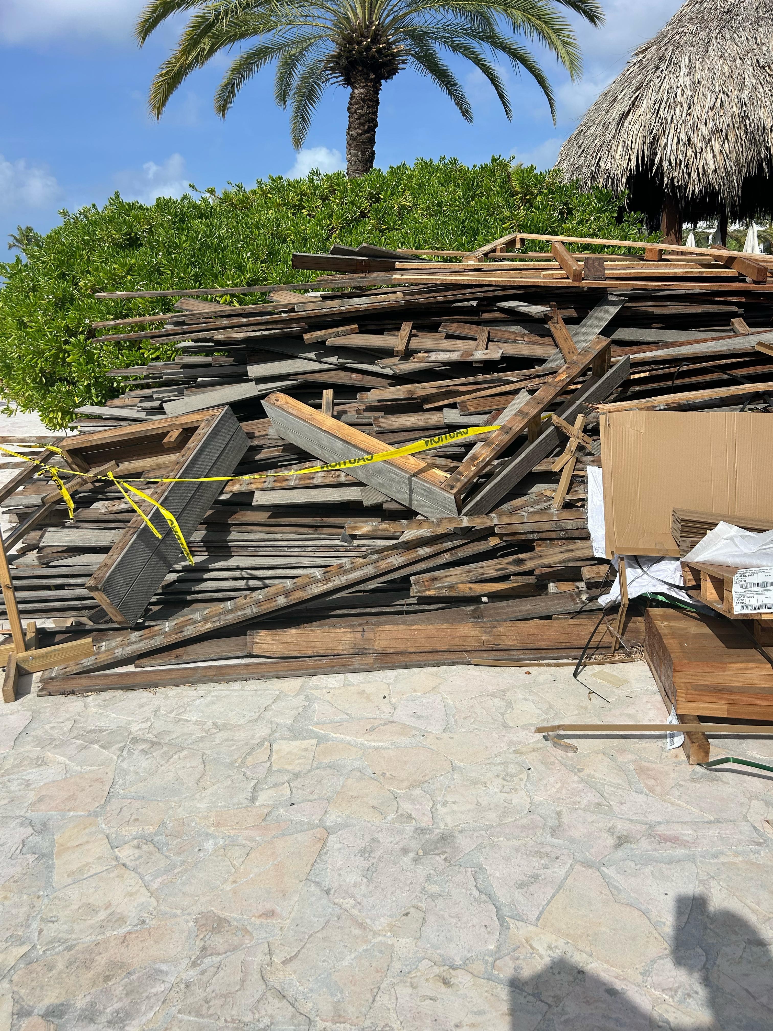 Photos of the current conditions by pool and buffet