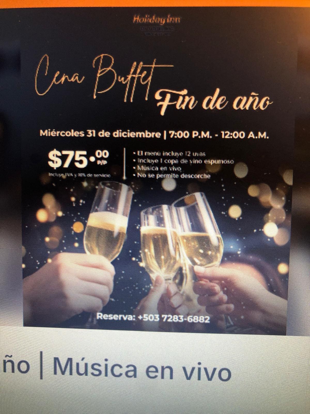 I paid 75 $ only for food. No hat and no late 
Músic  Too expensive 